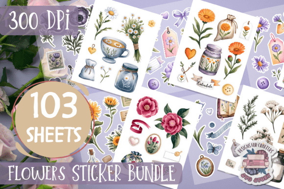 Flower Sticker Sheet Bundle 103 Sheets