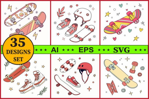 Skateboard Vector Clipart Bundle Set Review
